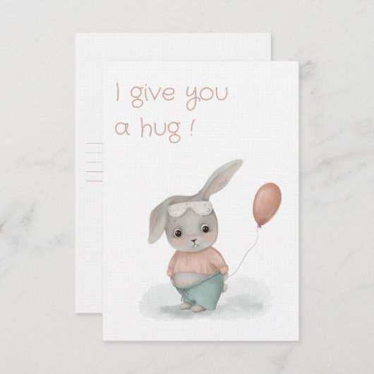 Carte De Remerciements petit lapin doux (Devant / Derrière)