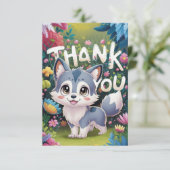 Carte De Remerciements Petit loup des bois (Debout devant)