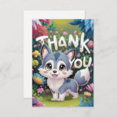Carte De Remerciements Petit loup des bois (Devant / Derrière)