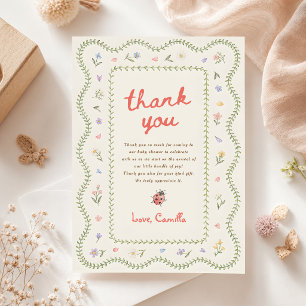 Carte De Remerciements Petit Love Bug Baby Shower Fleur Sauvage