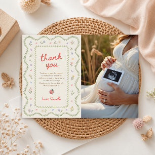 Carte De Remerciements Petit Love Bug Baby Shower Photo de Fleur Sauvage