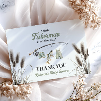 Carte De Remerciements Petit Pêcheur Clothesline Baby shower de pêche