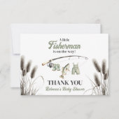 Carte De Remerciements Petit Pêcheur Clothesline Baby shower de pêche (Devant)