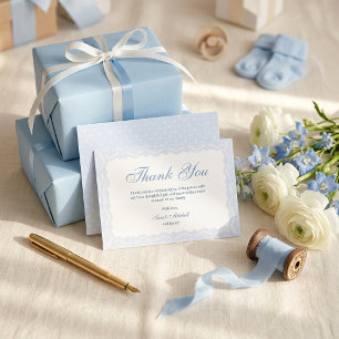Carte De Remerciements Petit Prince Naissance Bébé Garçon Dentelle Bleue