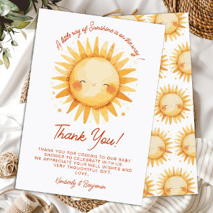Carte De Remerciements Petit Rayon De Soleil Bohème Mignon Soleil Baby Sh