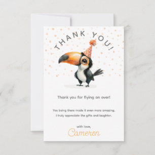 Carte De Remerciements Petit toucan mignon, survolez, anniversaire enfant
