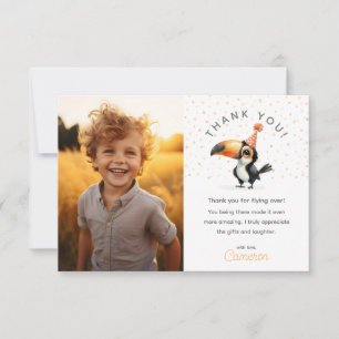 Carte De Remerciements Petit toucan mignon, survolez, photo anniversaire 
