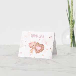 Carte De Remerciements Petite adorable Valentines rose Baby shower fille
