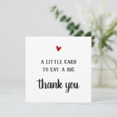 Carte de remerciements. Petite carte à dire merci. (Debout devant)