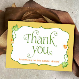 Carte De Remerciements Petite Citrouille Fête Prénatale Automnale pour Bé