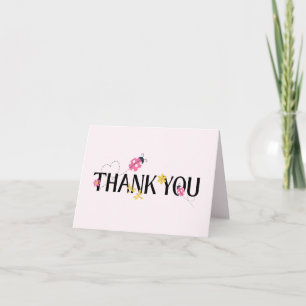 Carte De Remerciements Petite coccinelle Fille rose Baby Shower