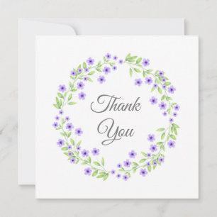 Carte De Remerciements Petite couronne d'aquarelle de fleurs de violet