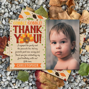 Carte De Remerciements Petite dinde automne Thanksgiving 1er anniversaire