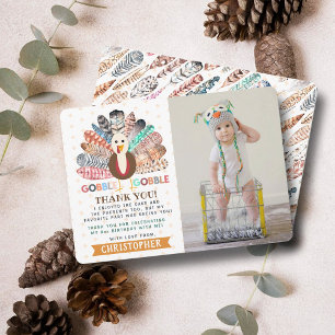 Carte De Remerciements Petite dinde de Thanksgiving Photo d'anniversaire 