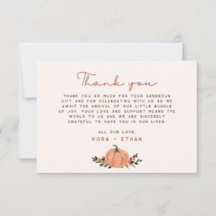 Carte De Remerciements Petite Fête de Bébé à Motif de Fleur Sauvage d'Aut