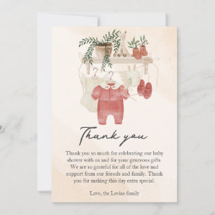 Carte De Remerciements Petite Fille Bohème Vêtements Baby Shower
