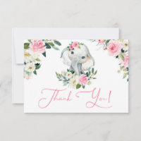 Petite fille éléphant baby shower floral rose vif