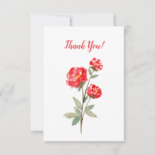 Carte De Remerciements Petite Fleur Rouge (Devant)