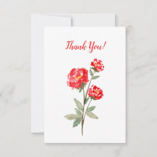 Carte De Remerciements Petite Fleur Rouge