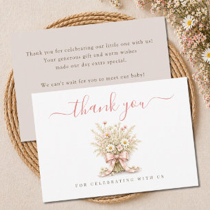 Carte De Remerciements Petite Fleur Sauvage Élégante Rose Poussiéreuse Ba