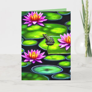 Carte De Remerciements Petite grenouille sur Lily Pad
