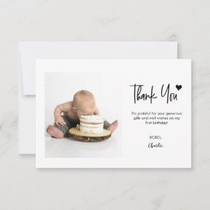 Carte De Remerciements Petite Note Premier Anniversaire Photo Personnalis