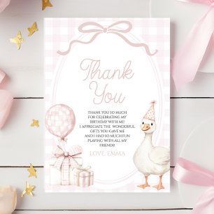 Carte De Remerciements Petite Oie Silly Rose Fête d'Anniversaire