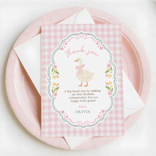 Carte De Remerciements Petite Oie Sotte Rose Anniversaire