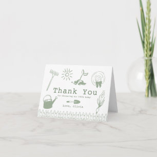 Carte De Remerciements Petite pousse Jardin dessinée à la main Baby Showe