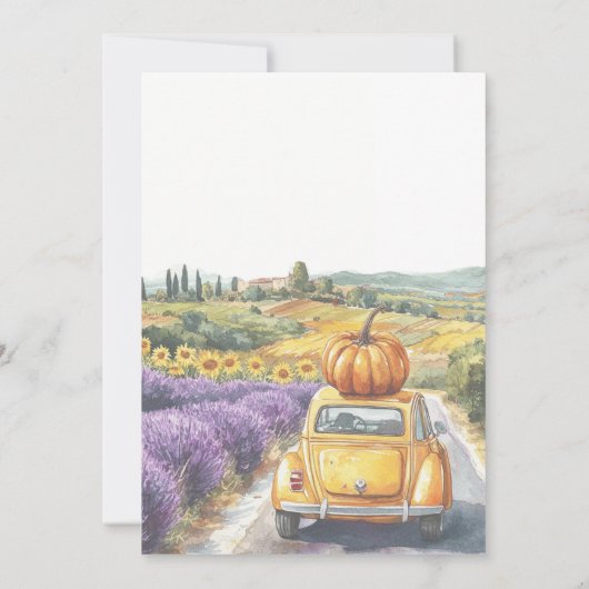 Carte De Remerciements Petite voiture Citrouille Automne Automne Babyshow (Dos)