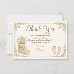 Carte De Remerciements Petites chaussures à remplir Remerciement pour Bab