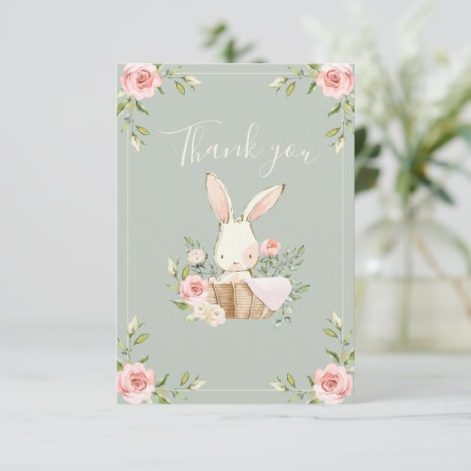 Carte De Remerciements Petites filles lapin Sage Anniversaire (Debout devant)