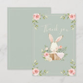 Carte De Remerciements Petites filles lapin Sage Anniversaire (Devant / Derrière)