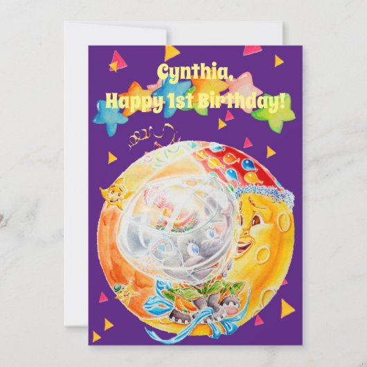 Carte De Remerciements Petites filles Premier anniversaire Salutation per (Devant)