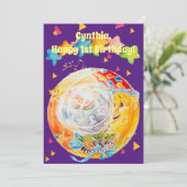 Carte De Remerciements Petites filles Premier anniversaire Salutation per (Debout devant)