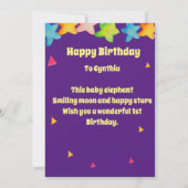 Carte De Remerciements Petites filles Premier anniversaire Salutation per (Dos)