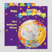 Carte De Remerciements Petites filles Premier anniversaire Salutation per (Devant / Derrière)