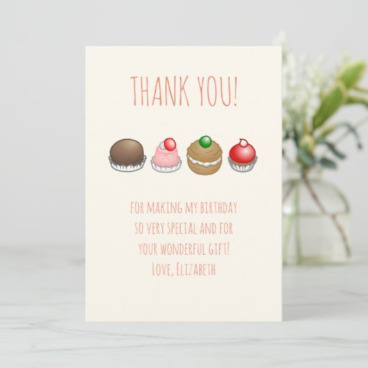 Carte De Remerciements Petits gâteaux (Debout devant)