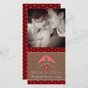 Carte De Remerciements Pétoncles en papier Origami Mariage asiatique Phot