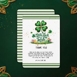 Carte De Remerciements Peu de chance pour le Baby shower d'or Shamrock ir