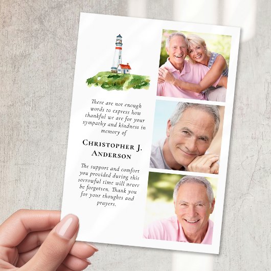 Carte De Remerciements Phare 3 Photo Sympathy Funeral