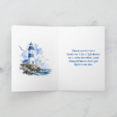 Carte De Remerciements Phare Bleu Blanc Nautical (Intérieur)