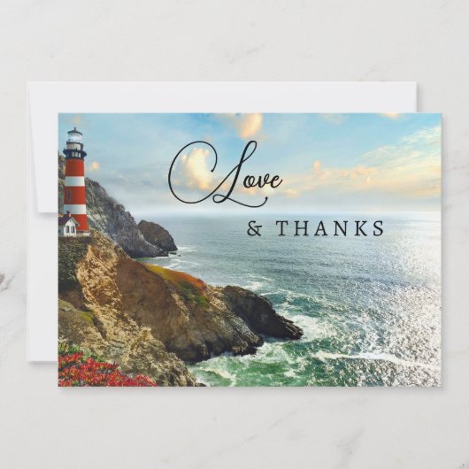 Carte De Remerciements Phare côtier Photo Code QR Mariage (Devant)