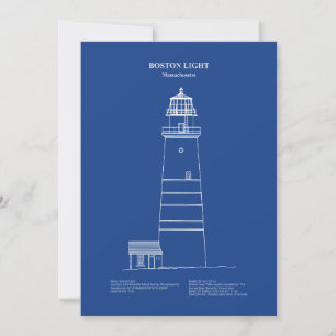Carte De Remerciements Phare de Boston - Massachusetts - AD