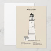 Carte De Remerciements Phare de Boston - Massachusetts - SBD (Devant / Derrière)
