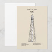 Carte De Remerciements Phare de Cape Charles - Virginie - SBD (Devant / Derrière)