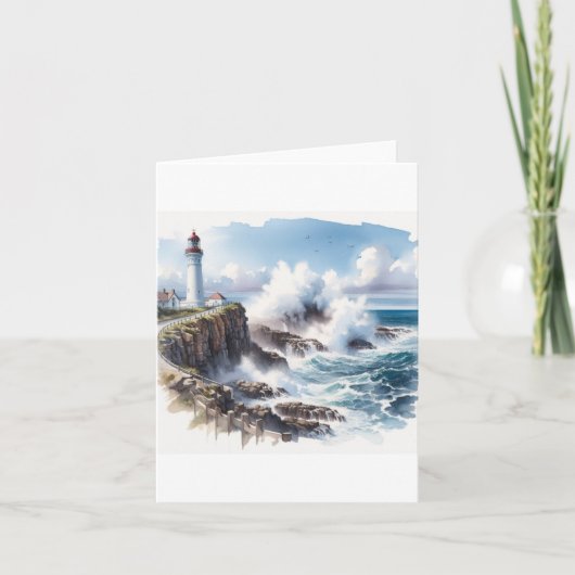 Carte De Remerciements Phare de la plage côtière (Devant)