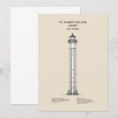 Carte De Remerciements Phare de l'île St Martin - Michigan - SBD (Devant / Derrière)