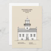 Carte De Remerciements Phare de Old Point Loma - Californie - SBD (Devant / Derrière)