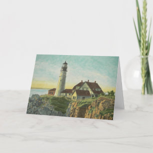 Carte De Remerciements Phare de Portland Head Aquarelle